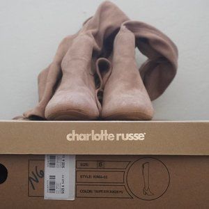 Charlotte Russe Heeled Boots Size 6 Taupe/Nude